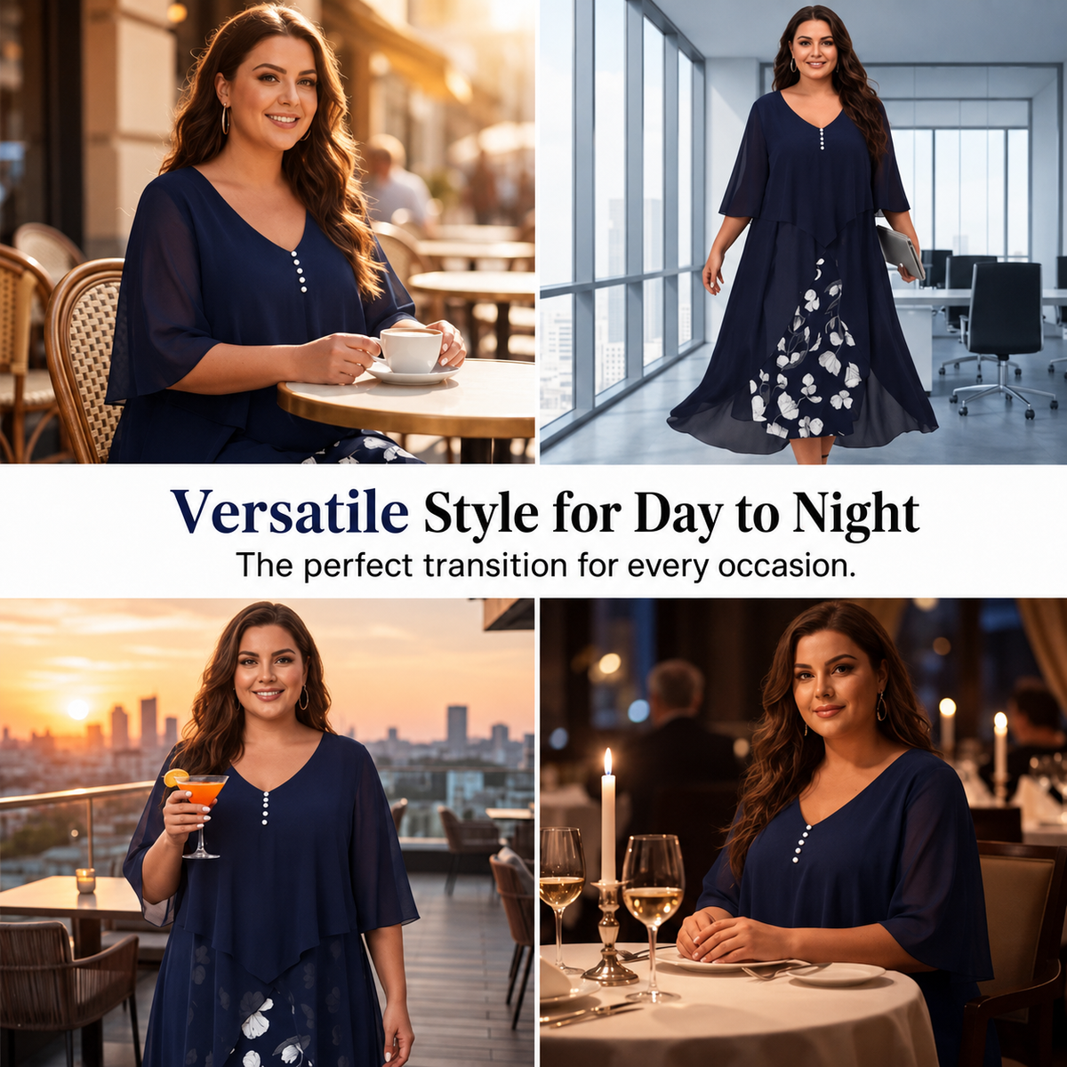 Layered chiffon dress – Elegant design
