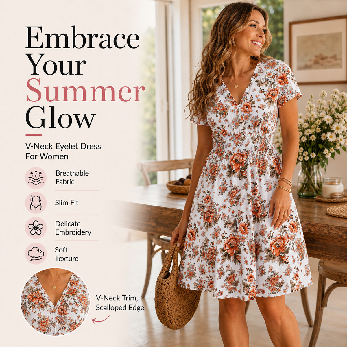 Women's V-neck floral dress π