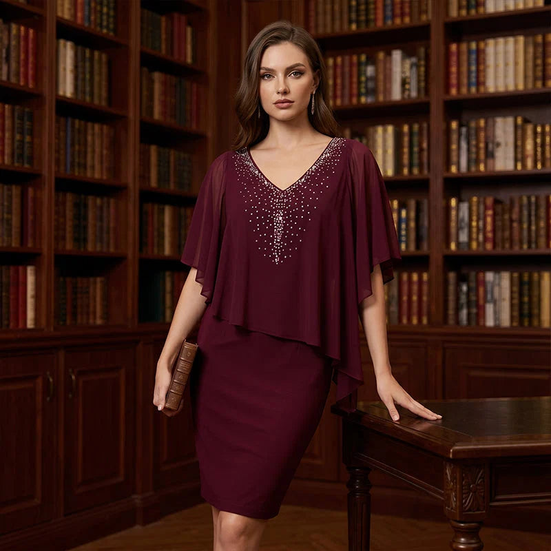 Women Elegant V Neck Evening Dress