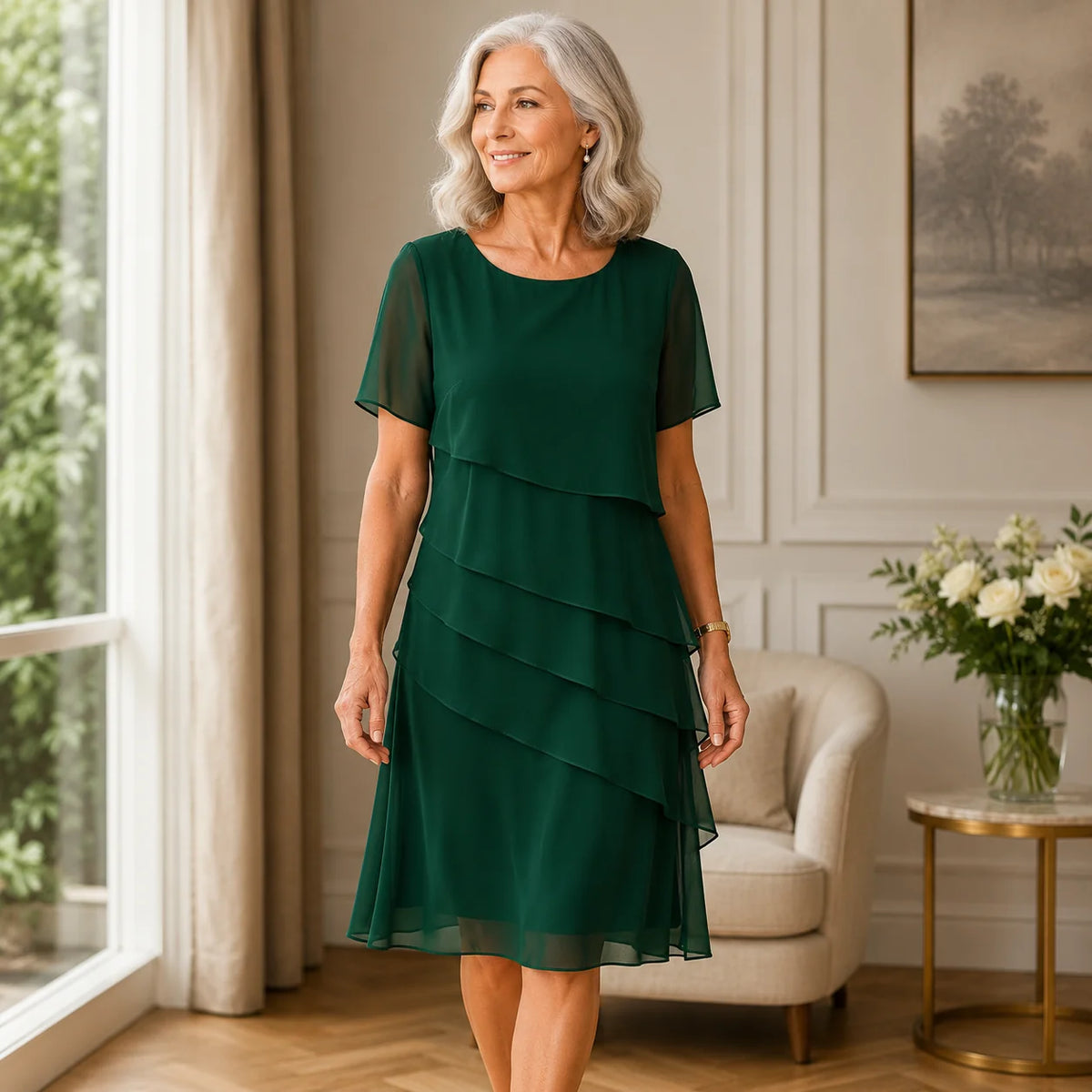 Elegant Comfort Ruffle Dress