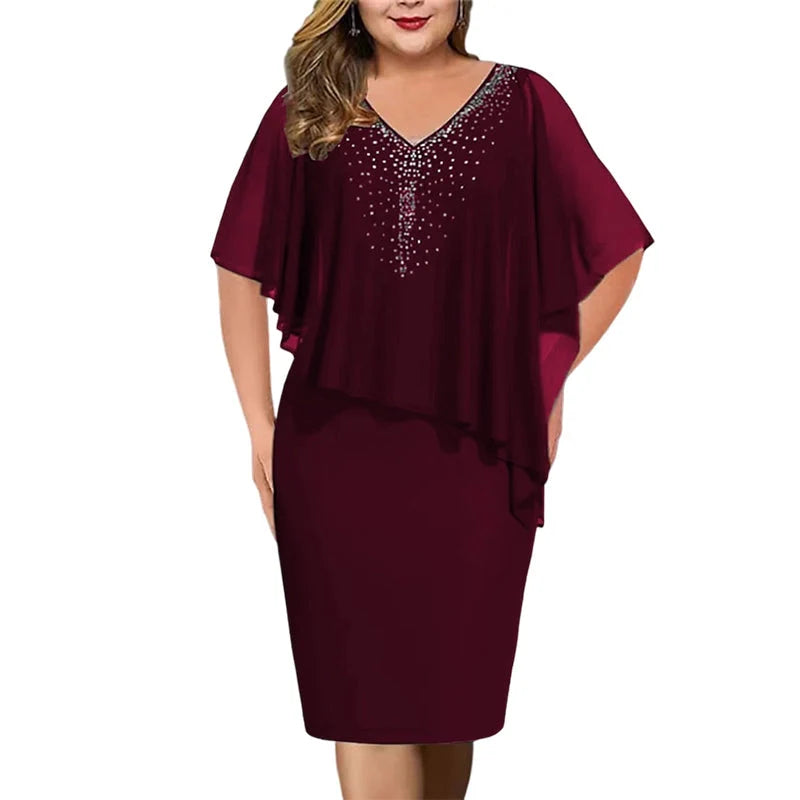 Women Elegant V Neck Evening Dress