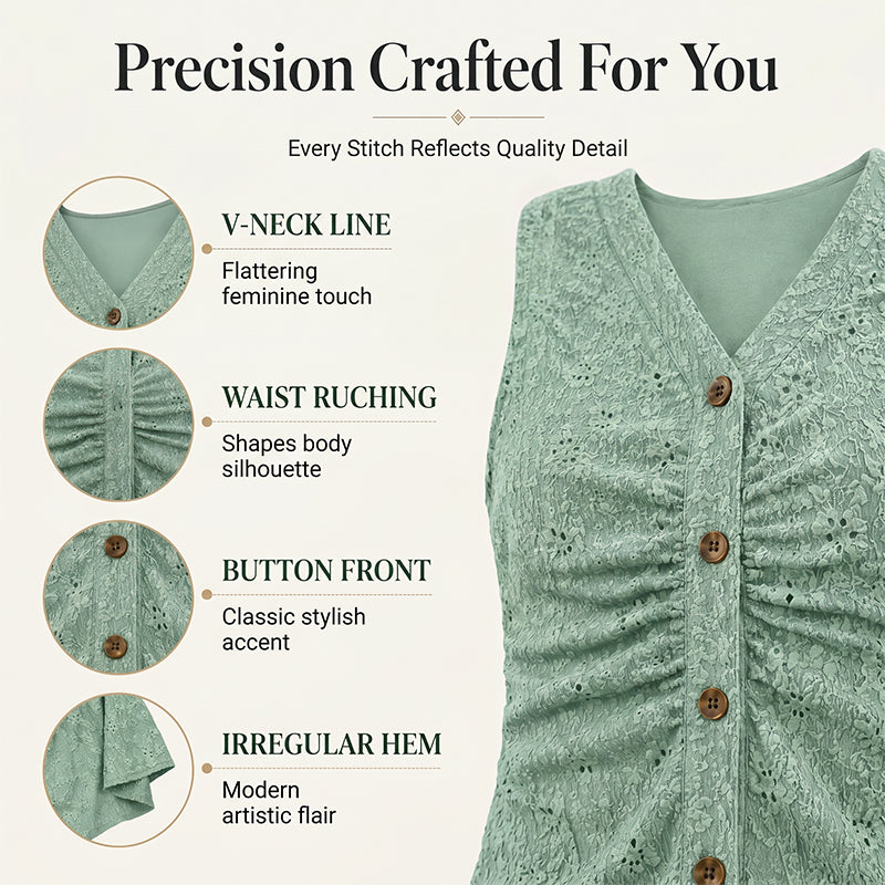 Women's Button-Up V-Neck Short Sleeve Midi Dress