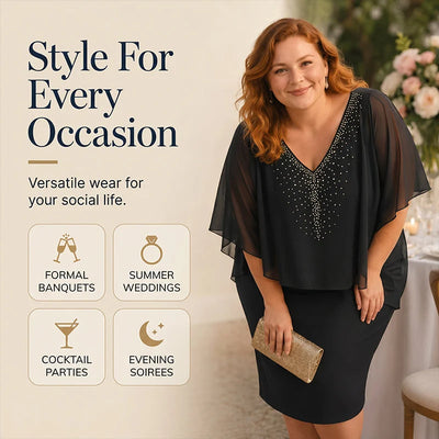 Women Elegant V Neck Evening Dress