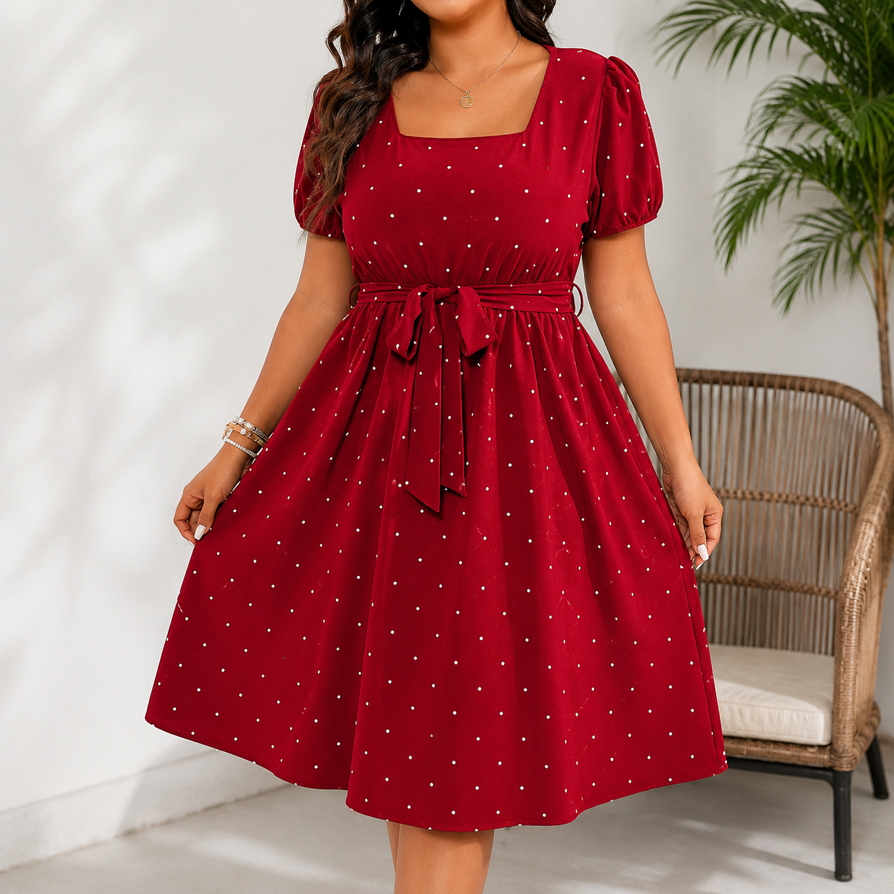 Women's Plus Size Polka Dot Dress