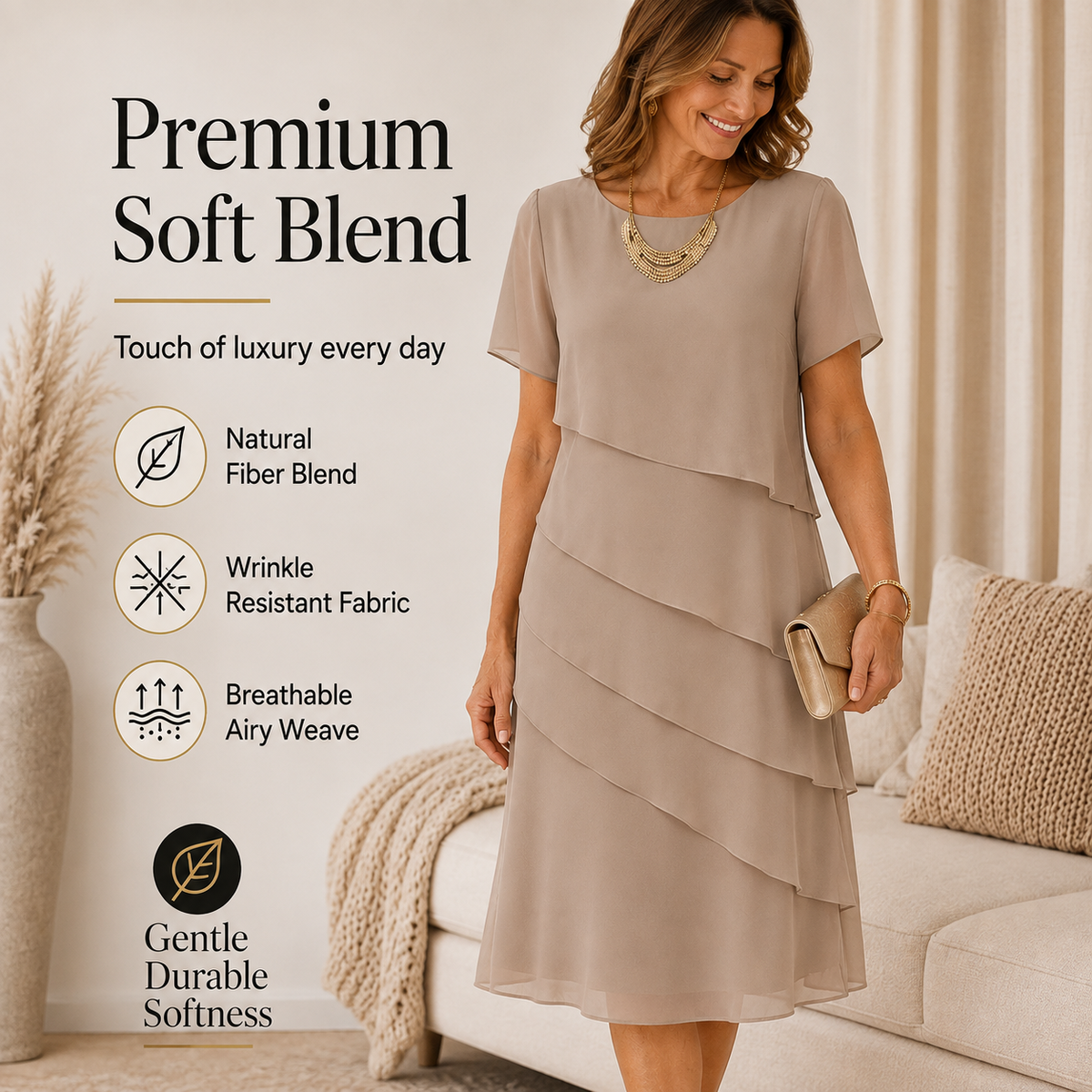 Elegant Comfort Ruffle Dress