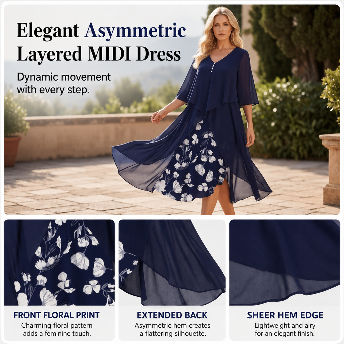 Layered chiffon dress – Elegant design