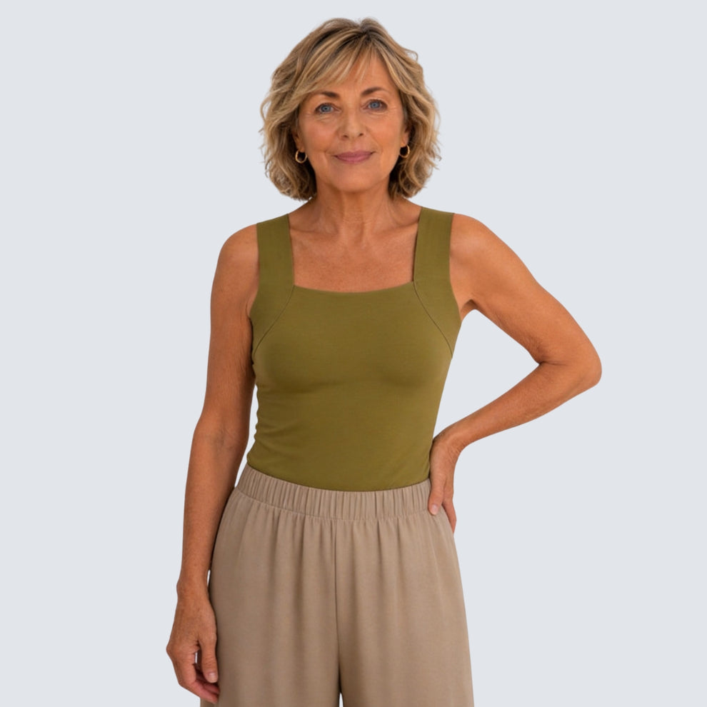 Built-In Bra Tank | Support in the front. Nothing wraps around your back.