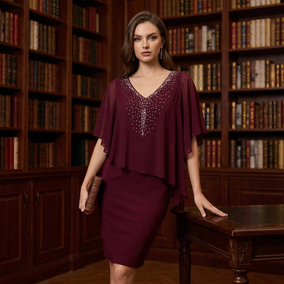 Women Elegant V Neck Evening Dress