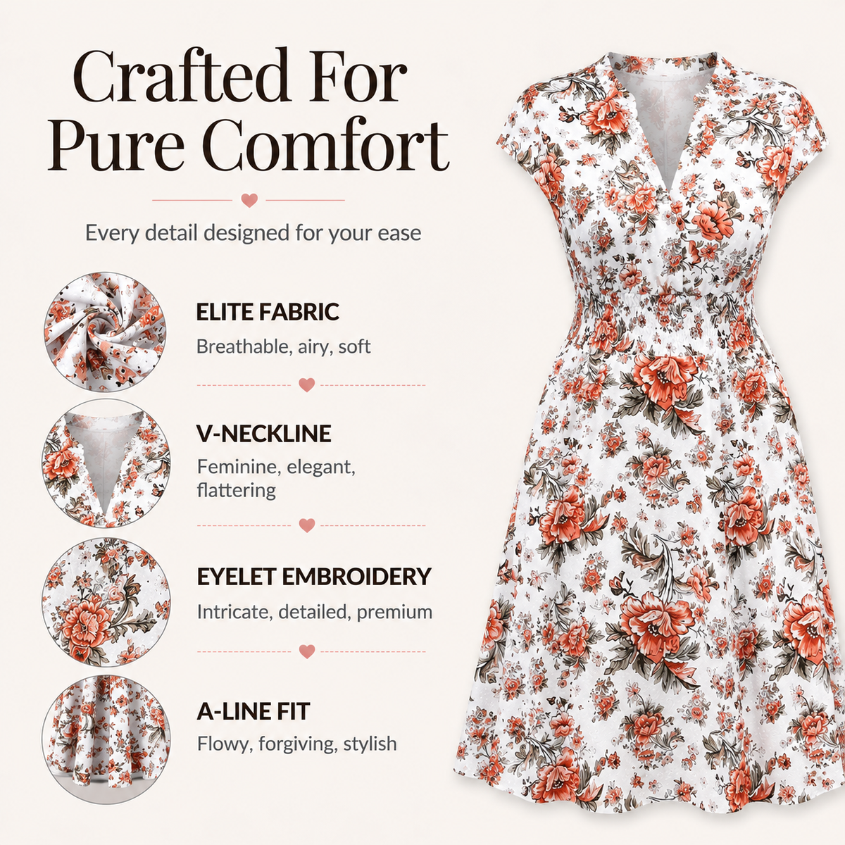 Women's V-neck floral dress 💃