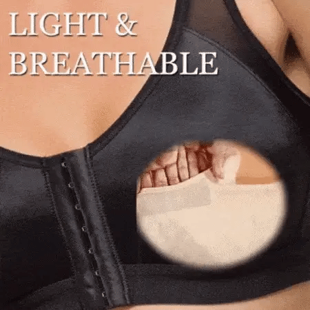 Front-closure, non-wired bra that supports the back and improves posture.