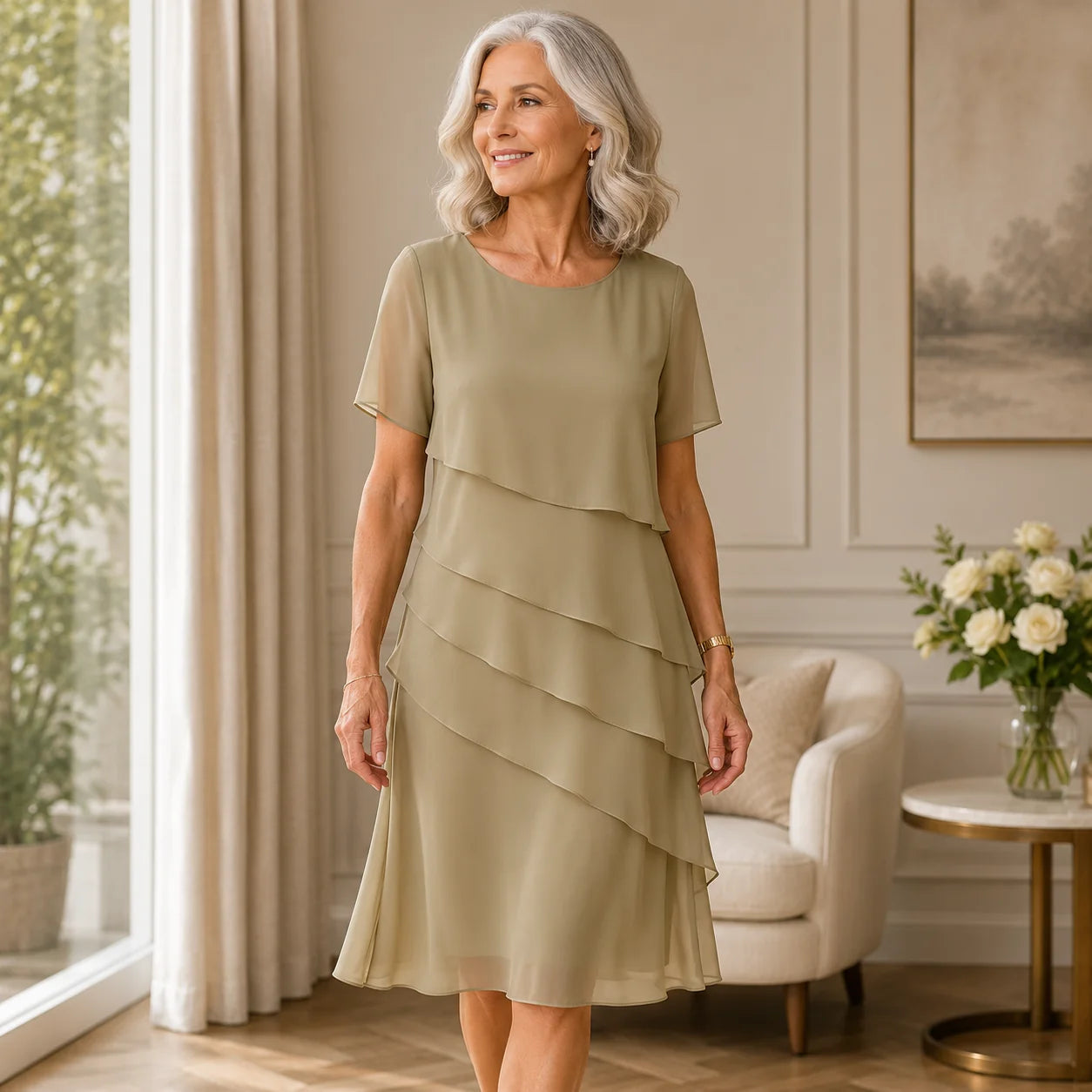Elegant Comfort Ruffle Dress