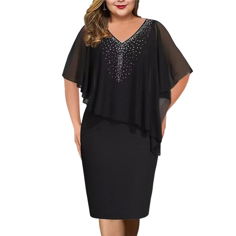 Women Elegant V Neck Evening Dress
