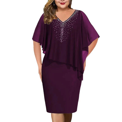 Women Elegant V Neck Evening Dress