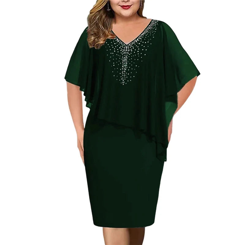 Women Elegant V Neck Evening Dress