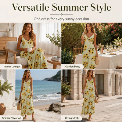 Women's V-Neck Maxi Dress – Lightweight, Flowy